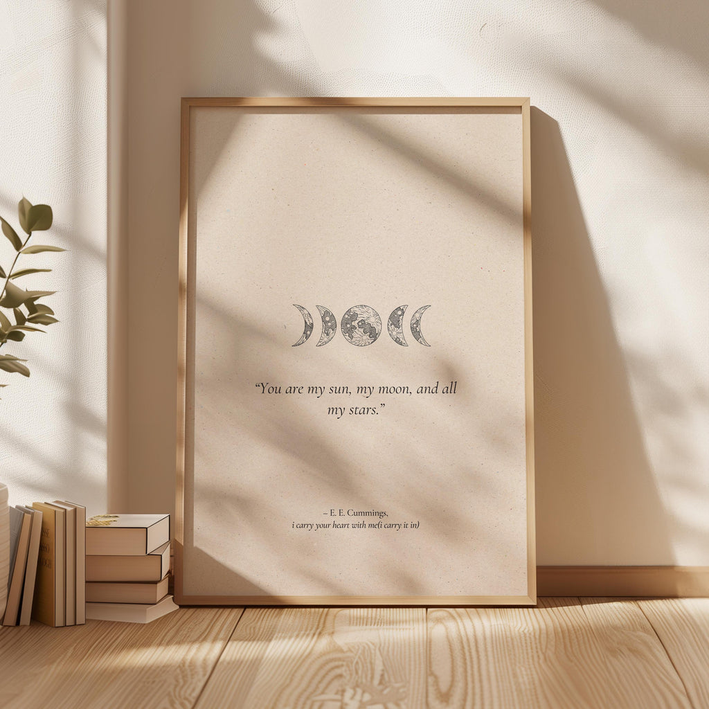 E E Cummings "You Are My Sun, My Moon And All My Stars" | Literary Print | Love Quotes | Gifts For Her