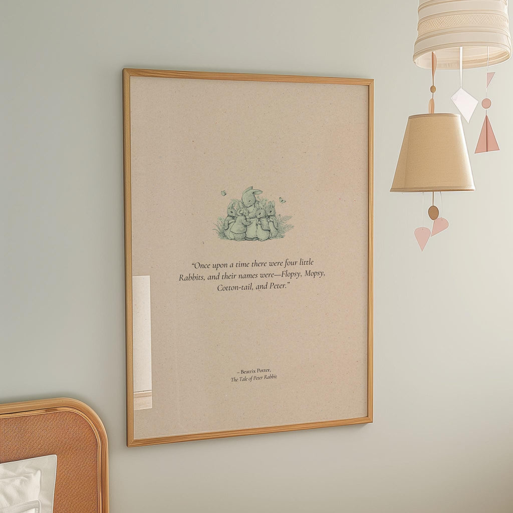 Peter Rabbit "Once Upon A Time There Were Four Little Rabbits" Quote | Nursery Room Print | Wall Art Decor | Literary Gifts