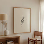 Minimalist Botanical Print, Beige Plant Illustration, Neutral Branch Wall Art