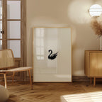 Minimalist Swan Print, Ink Wall Art, Black Swan Painting