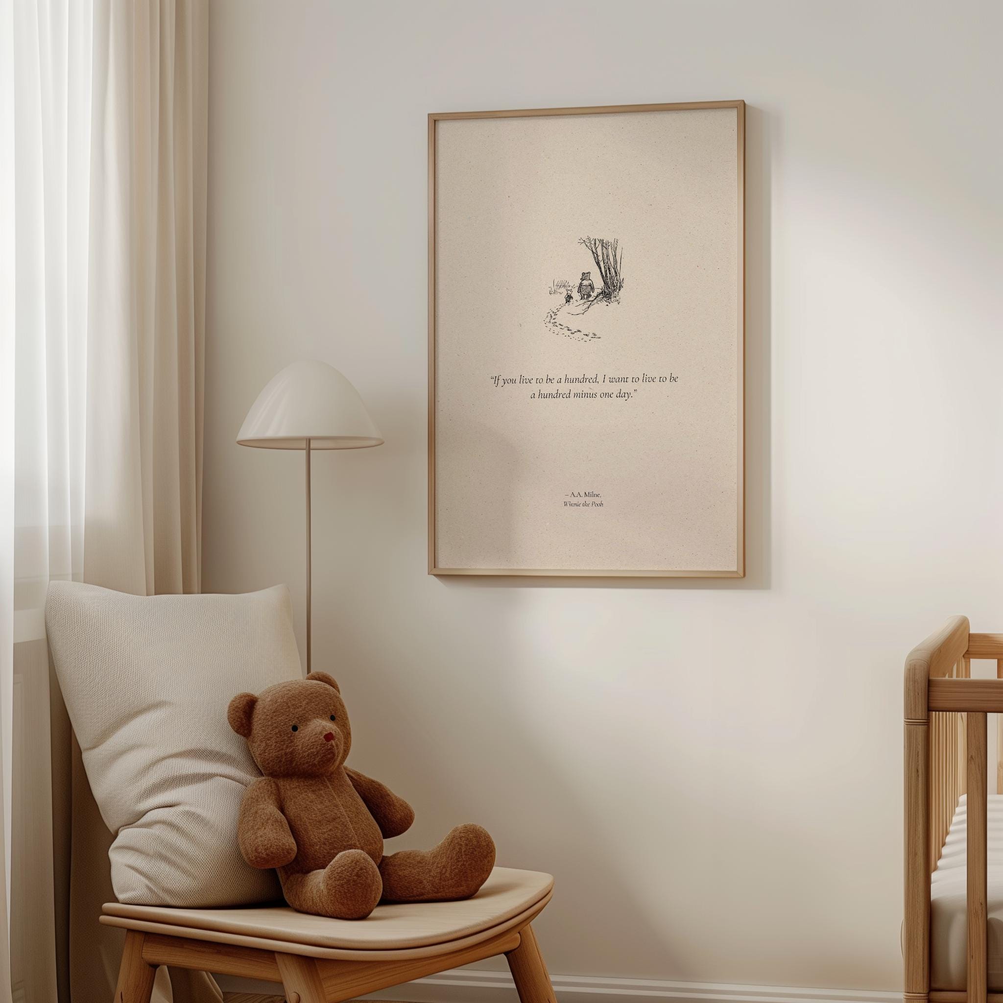 Winnie The Pooh "If You Live To Be A Hundred" Quote | Nursery Room Print | Wall Art Decor