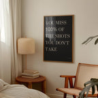 Wayne Gretzky "You Miss 100 Of The Shots You Dont Take" Quote Print | Motivational Wall Art | Gym Print