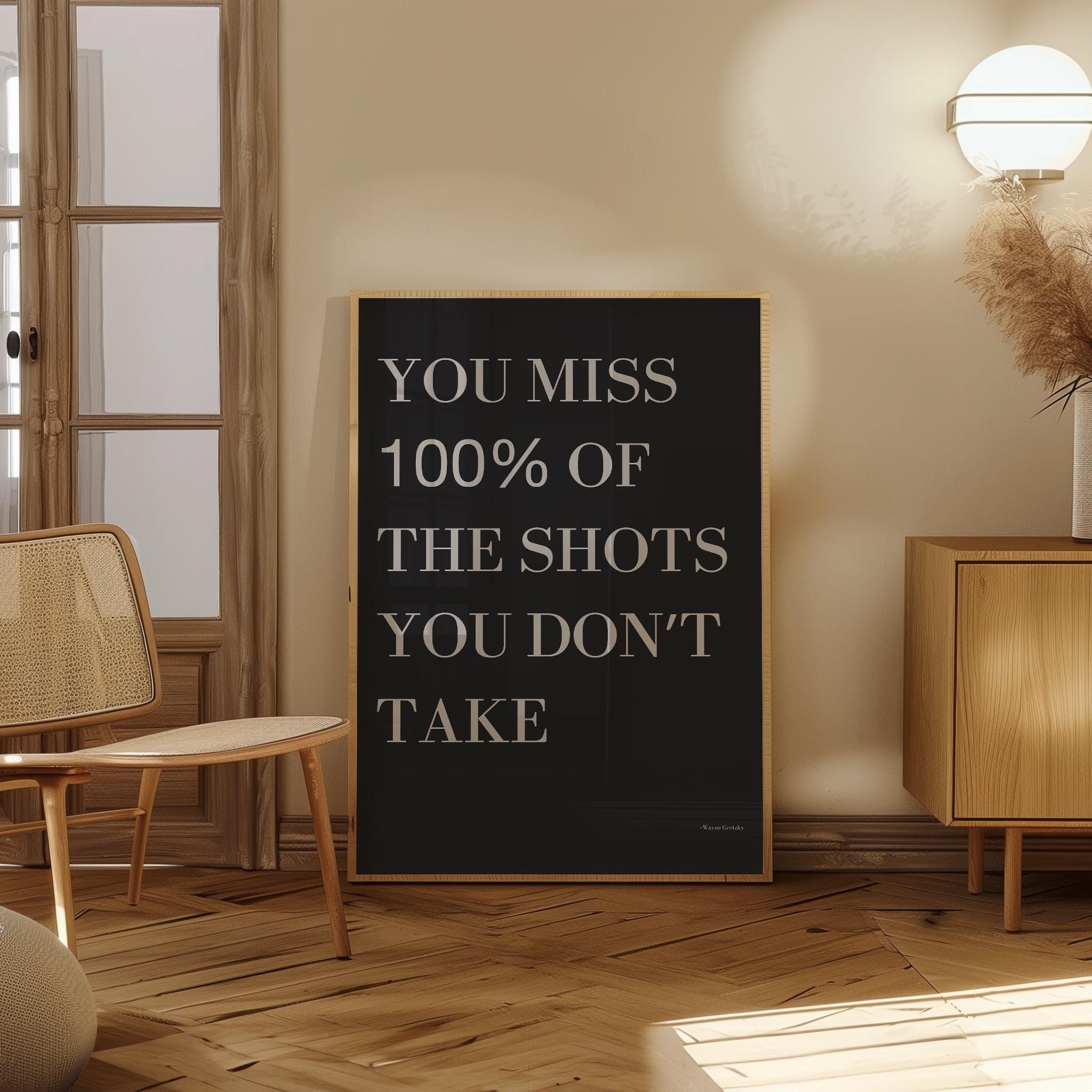 Wayne Gretzky "You Miss 100 Of The Shots You Dont Take" Quote Print | Motivational Wall Art | Gym Print