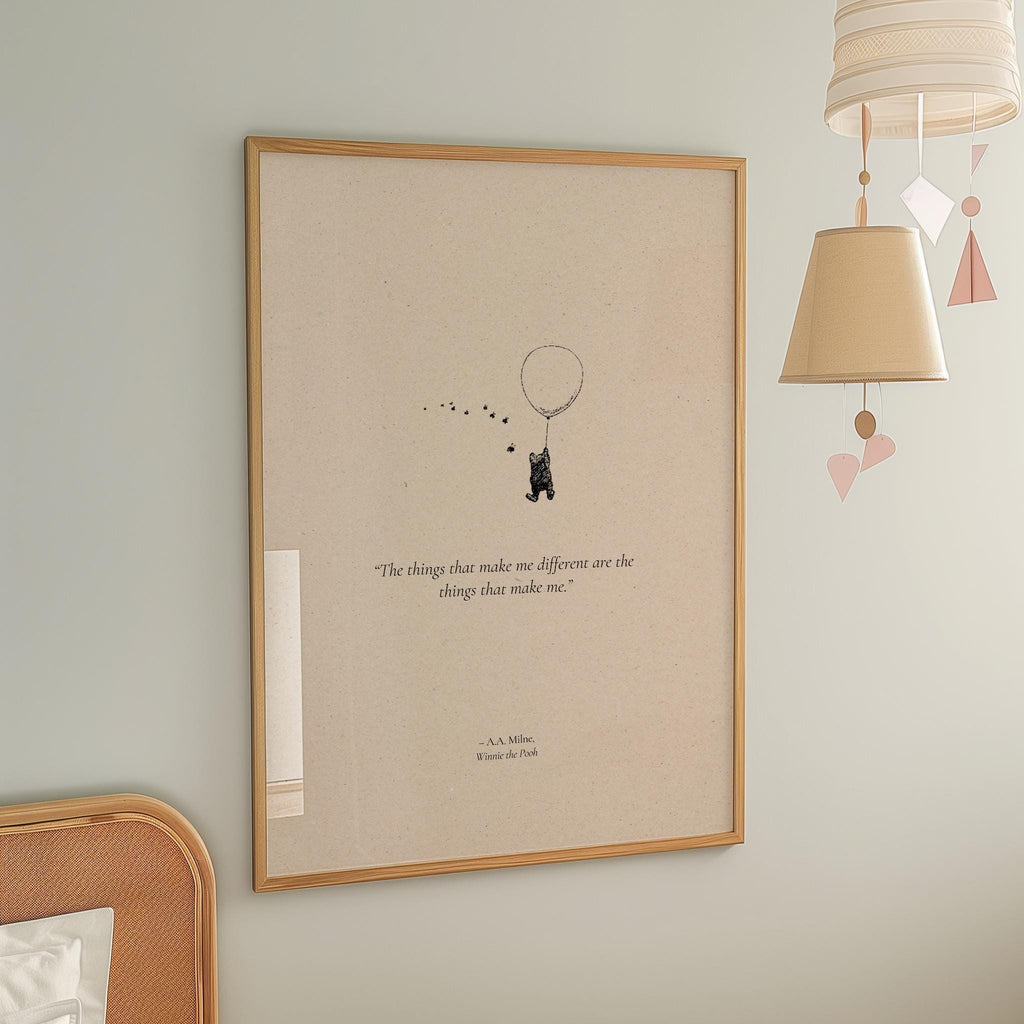 Winnie The Pooh "The Things That Make Me Different" Quote | Nursery Room Print | Wall Art Decor