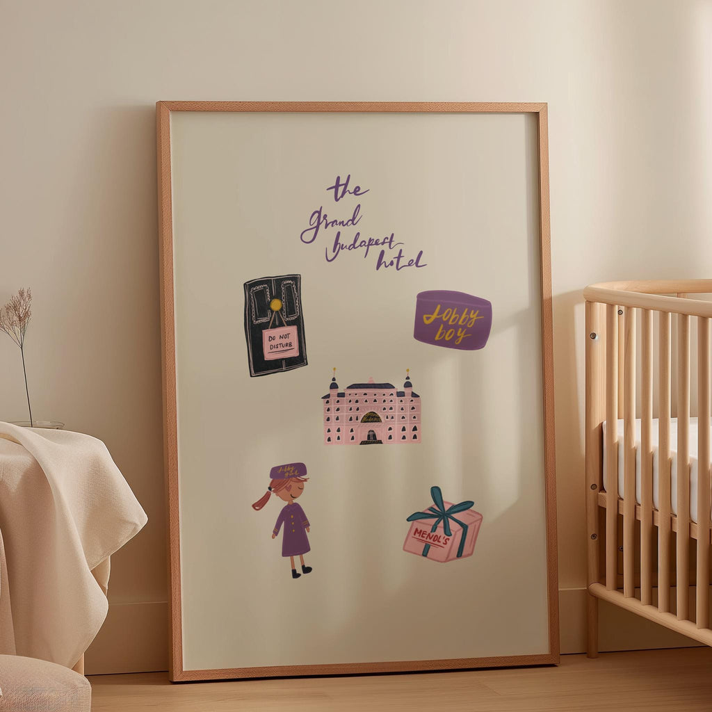Wes Anderson "The Grand Budapest Hotel" Painting Artwork | Nursery Room Wall Decor