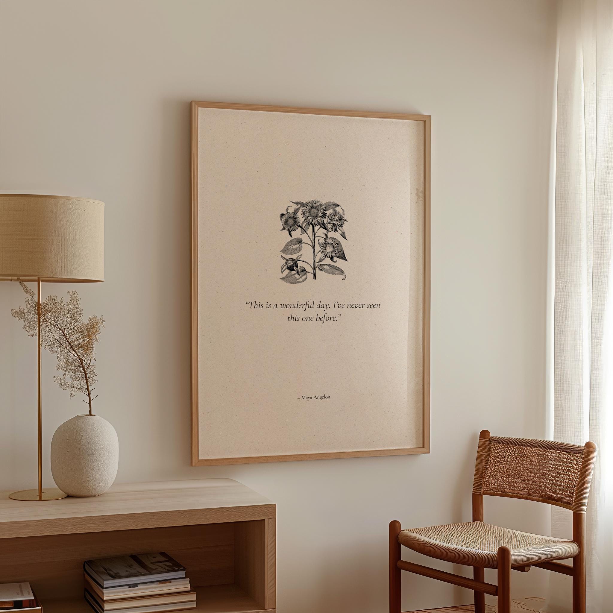 Maya Angelou "This Is A Wonderful Day" Quote | Wall Art Print